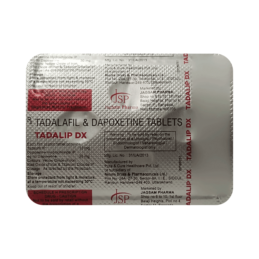 Tadalip DX 10mg/30mg Tablet - Image 3