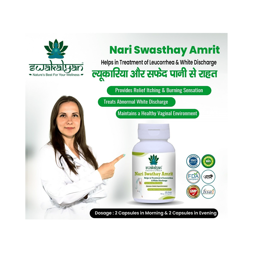 Swakalyan Nari Swasthay Amrit Helps in Treatment of Leucorrhoea & White Discharge Capsule - Image 4