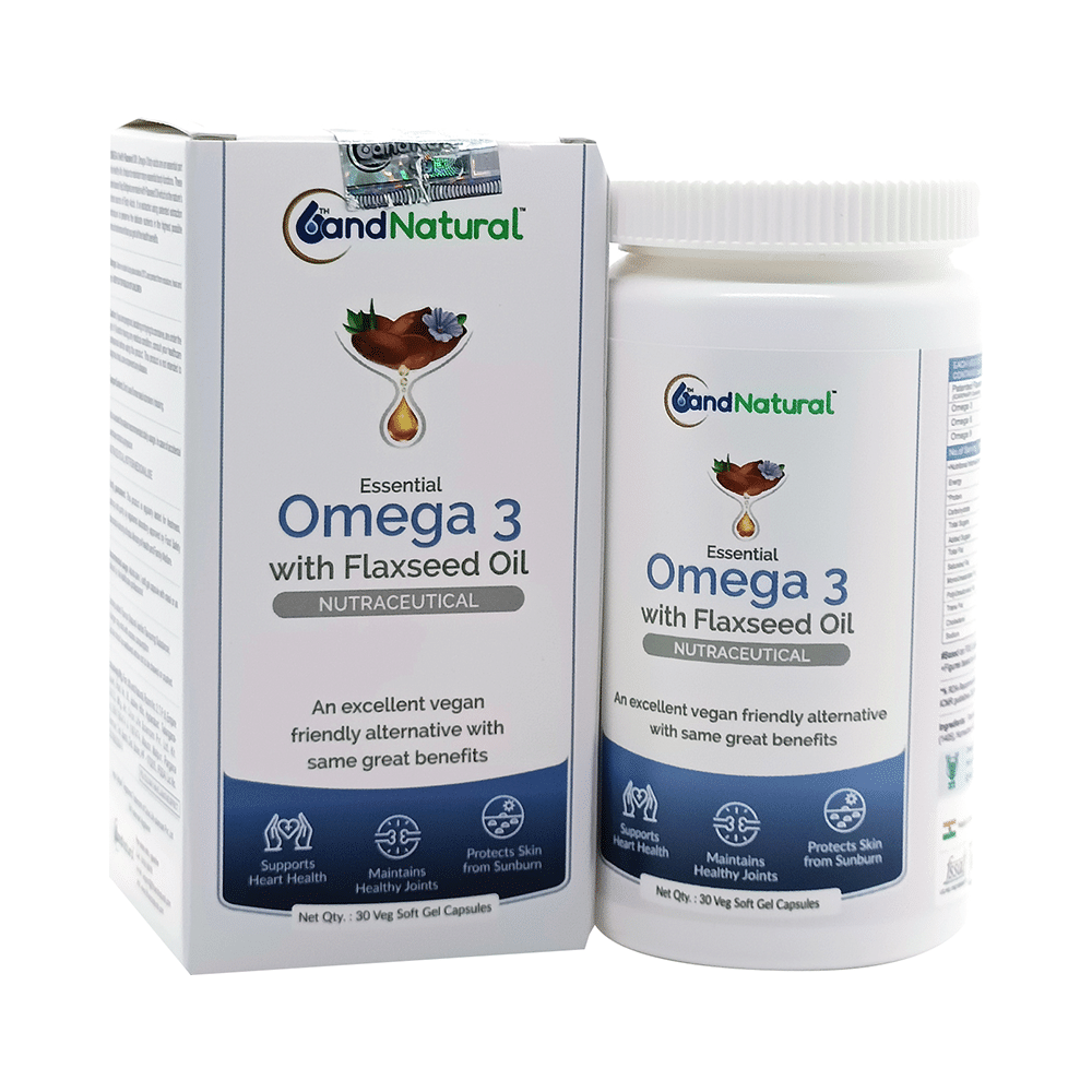 6th and Natural Essential Omega 3 with Flaxseed Oil Veg Softgel Capsule - Image 1