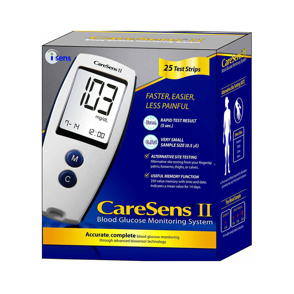 CareSens II Sugar Testing Glucometer Kit with 25 Strips Free - Image 1
