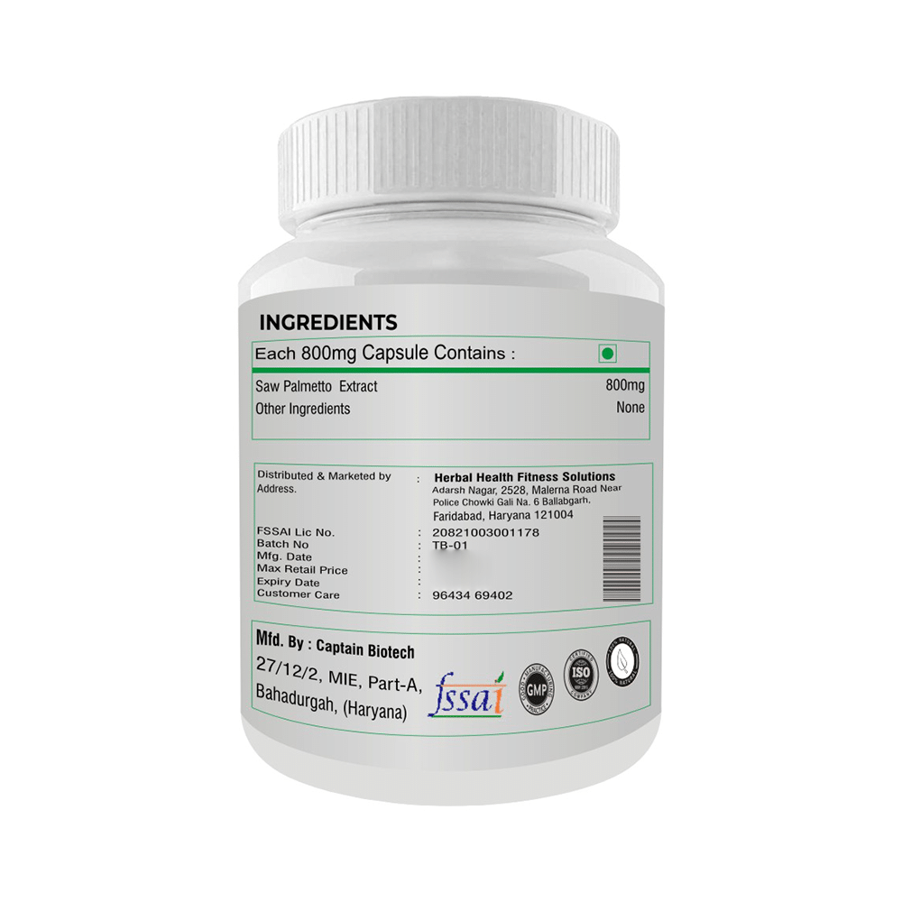 Fitness Prime Maximum Strength Saw Palmetto Male Health Support 800mg Capsule - Image 2