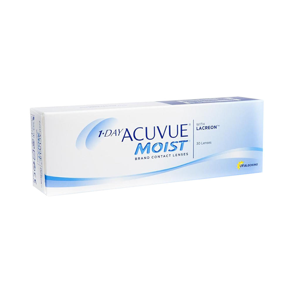 1Day Acuvue Moist with Lacreon Contact Lens Optical Power -2 Transparent Spherical - Image 1