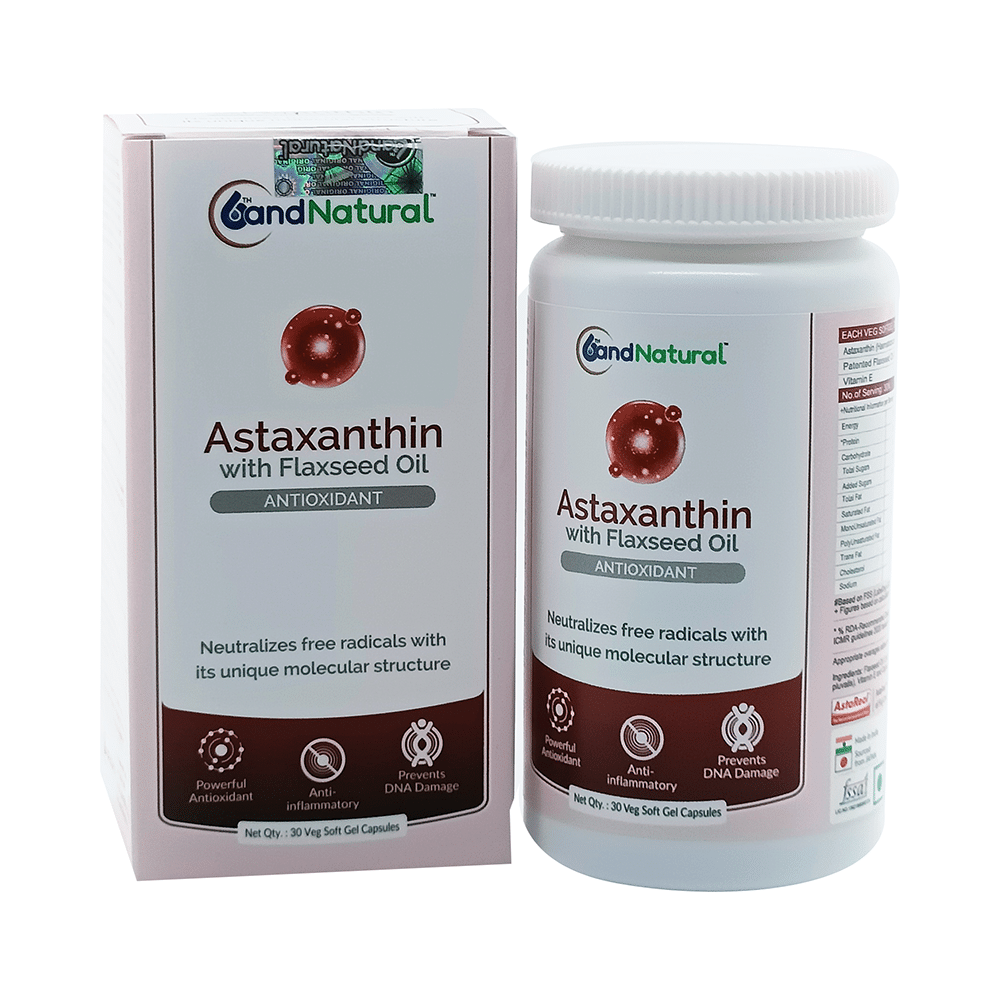 6th and Natural Astaxanthin with Flaxseed Oil Veg Softgel Capsule - Image 1