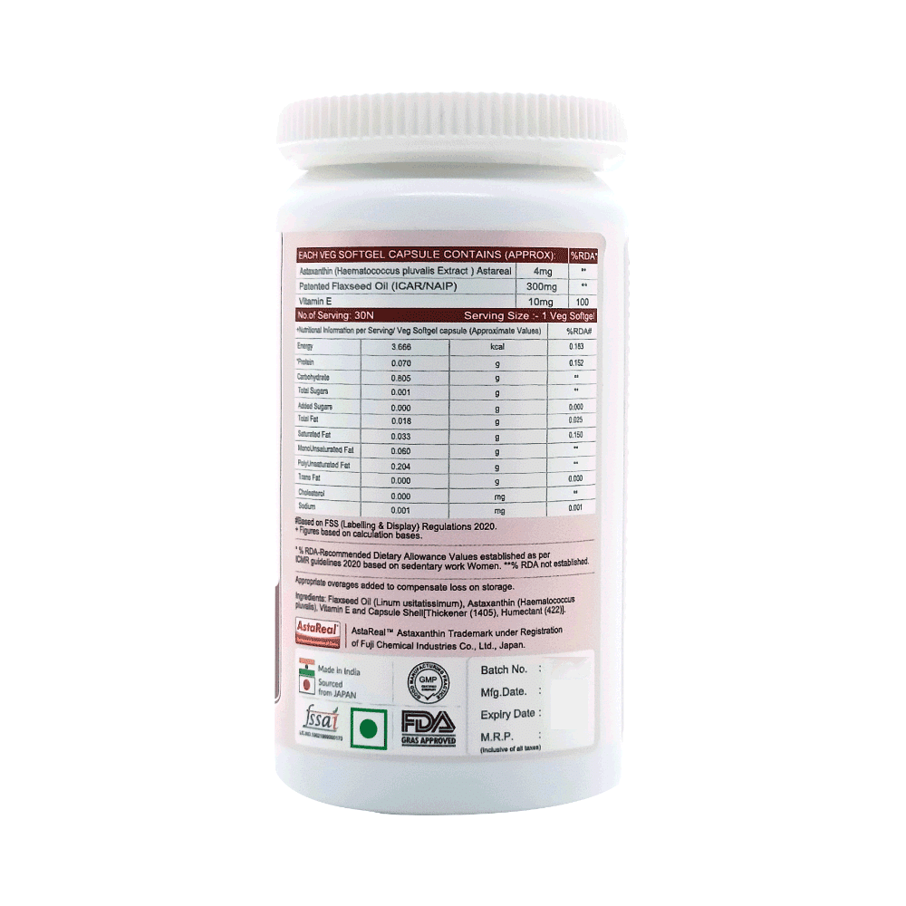 6th and Natural Astaxanthin with Flaxseed Oil Veg Softgel Capsule - Image 2