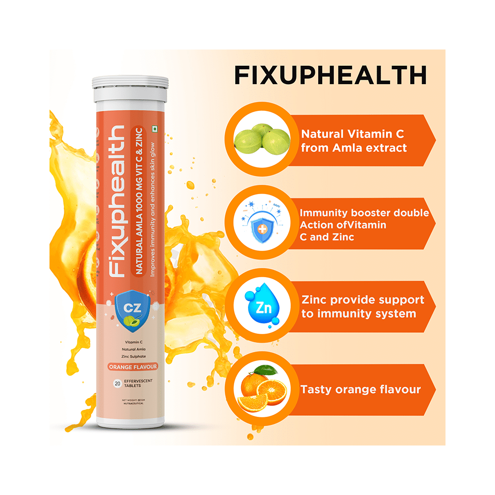 Combo Pack of Fixuphealth Natural Amla 1000mg Vit C & Zinc Effervescent Tablet Orange (20) & Fixuphealth Apple Cider Vinegar Effervescent Tablet with the Mother Apple (15) - Image 13