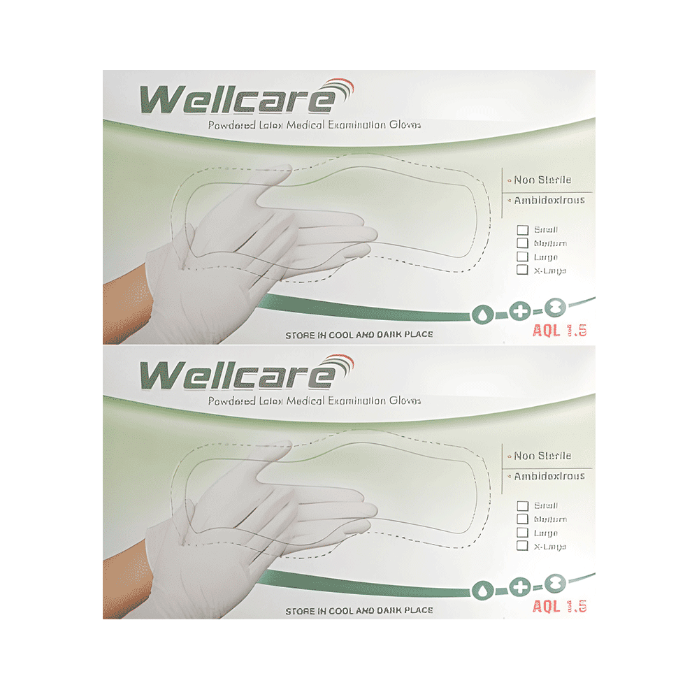 WellCare Powdered Latex Medical Examination Gloves (100 Each) - Image 1