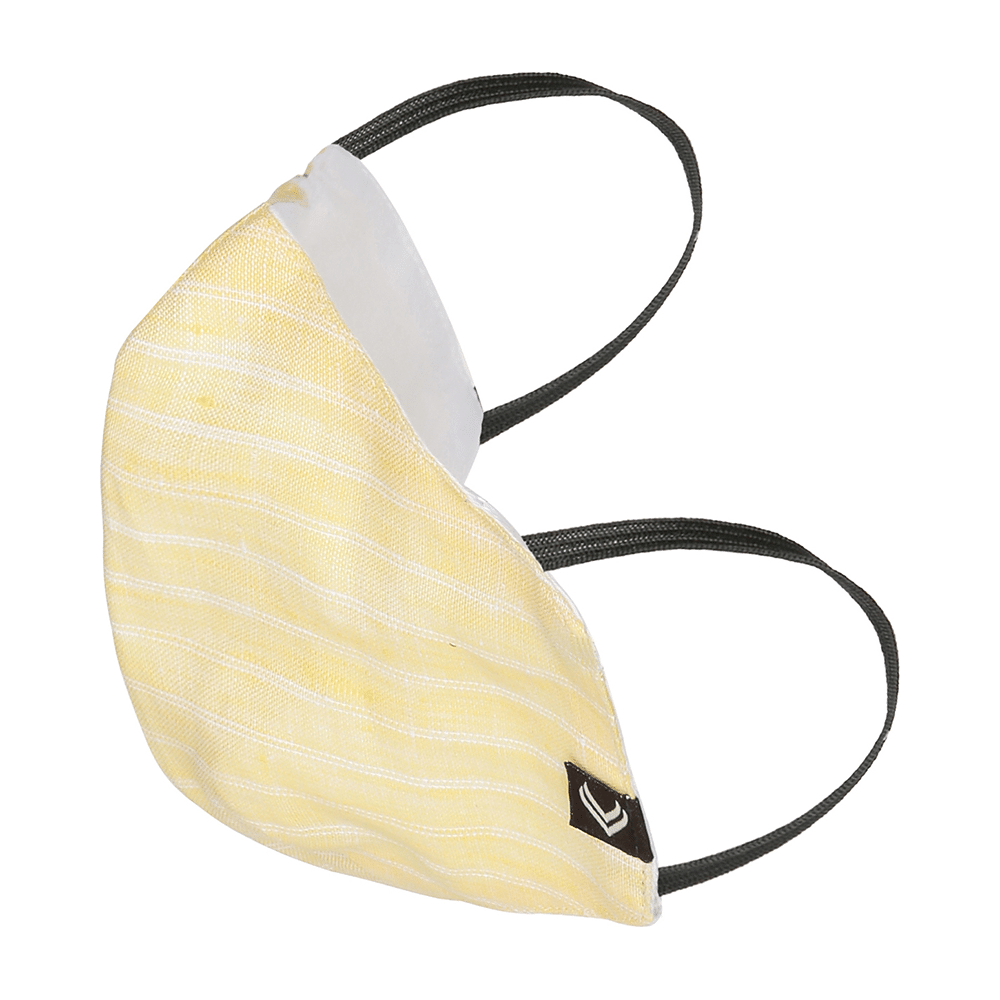Linen Club 3 Layered Reusable Outdoor Protection Mask Yellow Y4 - Image 3