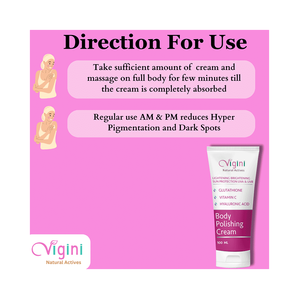 Vigini Natural Actives Lightening Brightening Sun Protection UVA &UVB Body Polishing Cream - Image 6