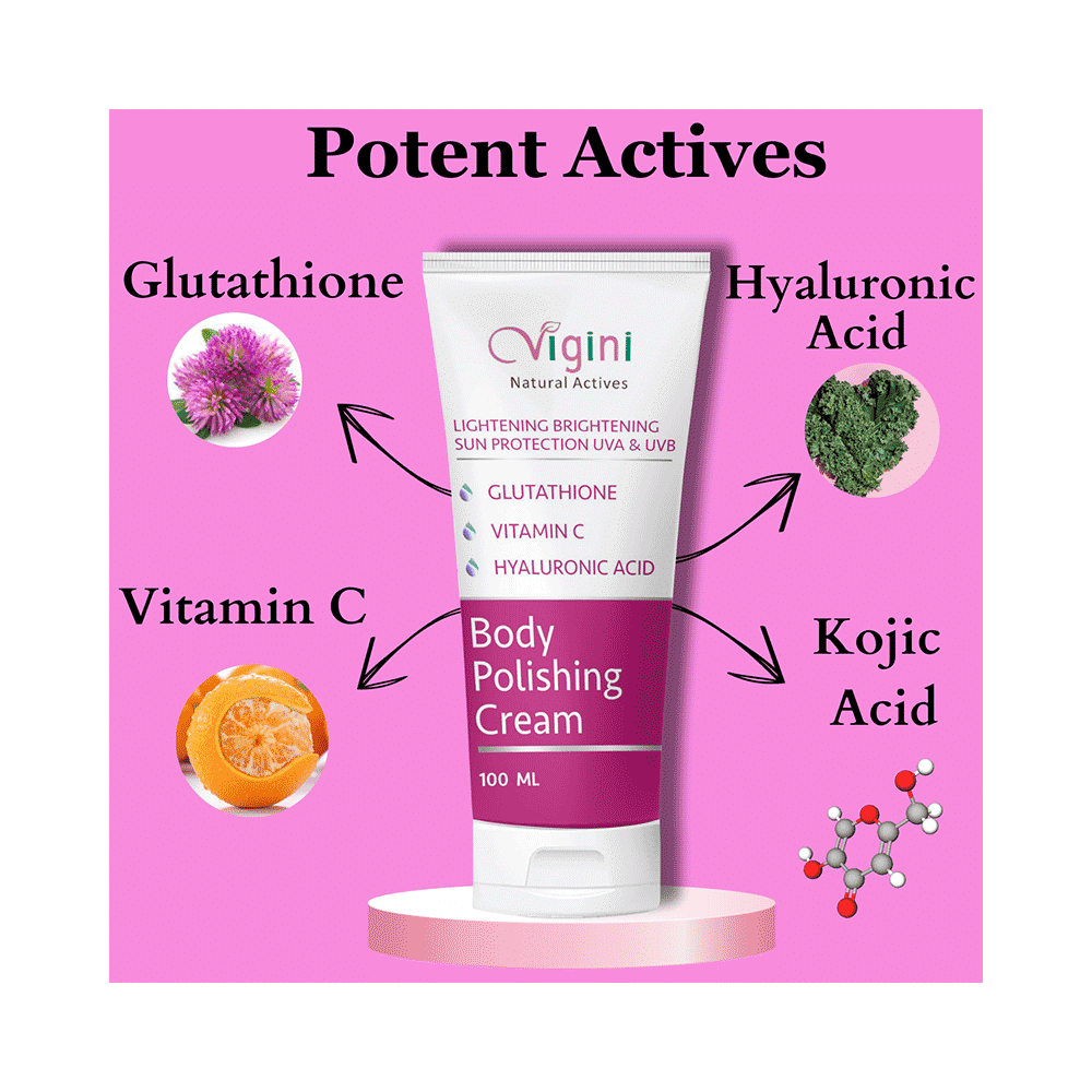 Vigini Natural Actives Lightening Brightening Sun Protection UVA &UVB Body Polishing Cream - Image 4