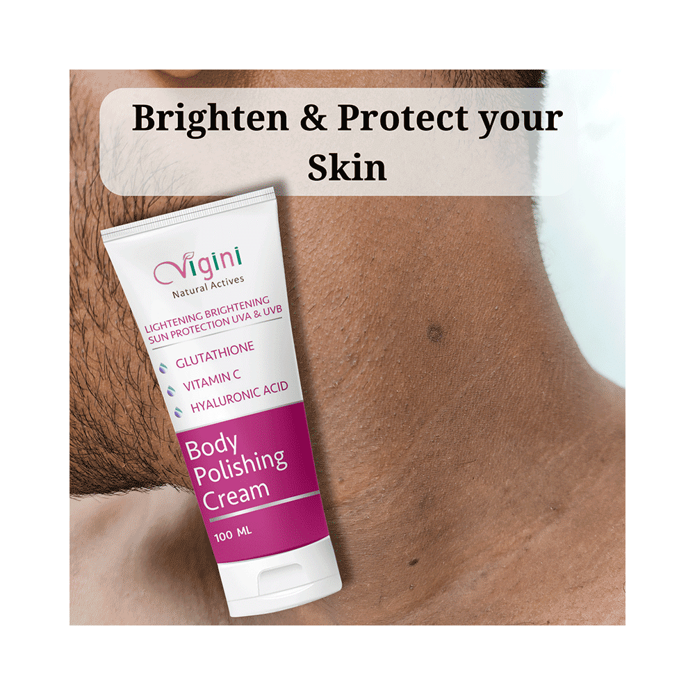 Vigini Natural Actives Lightening Brightening Sun Protection UVA &UVB Body Polishing Cream - Image 3