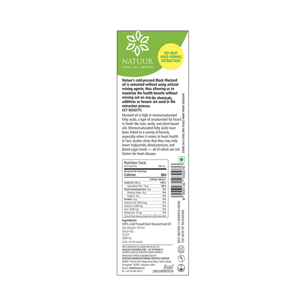 Natuur Cold Pressed Virgin Black mustard Oil - Image 3