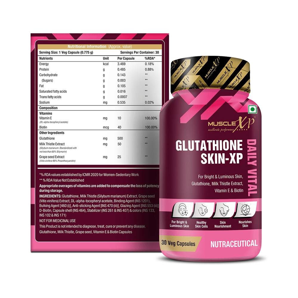 MuscleXP Glutathione Skin-XP Daily Vital Veg Capsule (30 Each) - Image 13