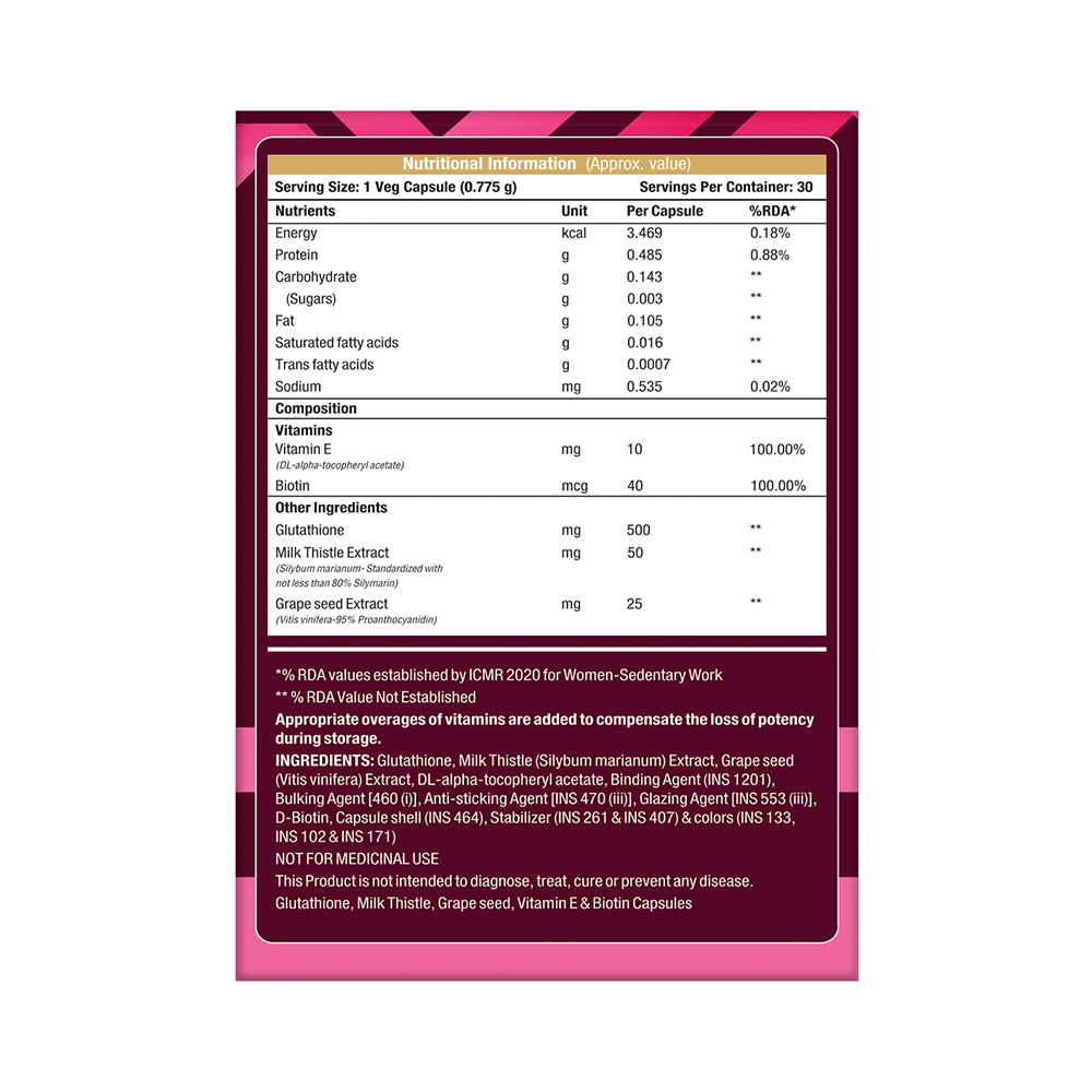 MuscleXP Glutathione Skin-XP Daily Vital Veg Capsule (30 Each) - Image 10