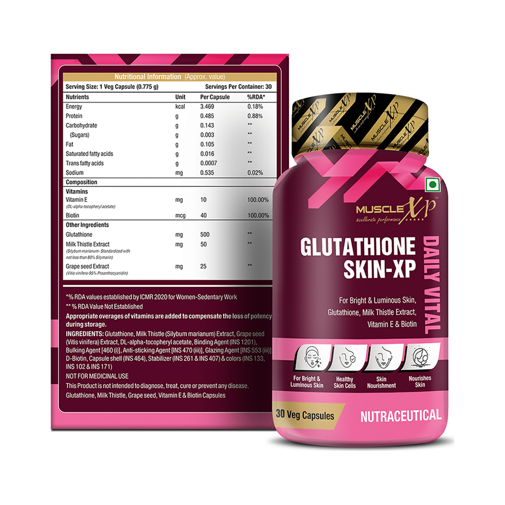 MuscleXP Glutathione Skin-XP Daily Vital Veg Capsule (30 Each) - Image 6