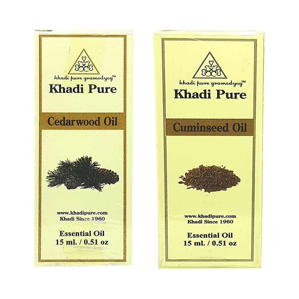 Khadi Pure Combo Pack of Cedarwood Oil & Cuminseed Oil (15ml Each) - Image 1