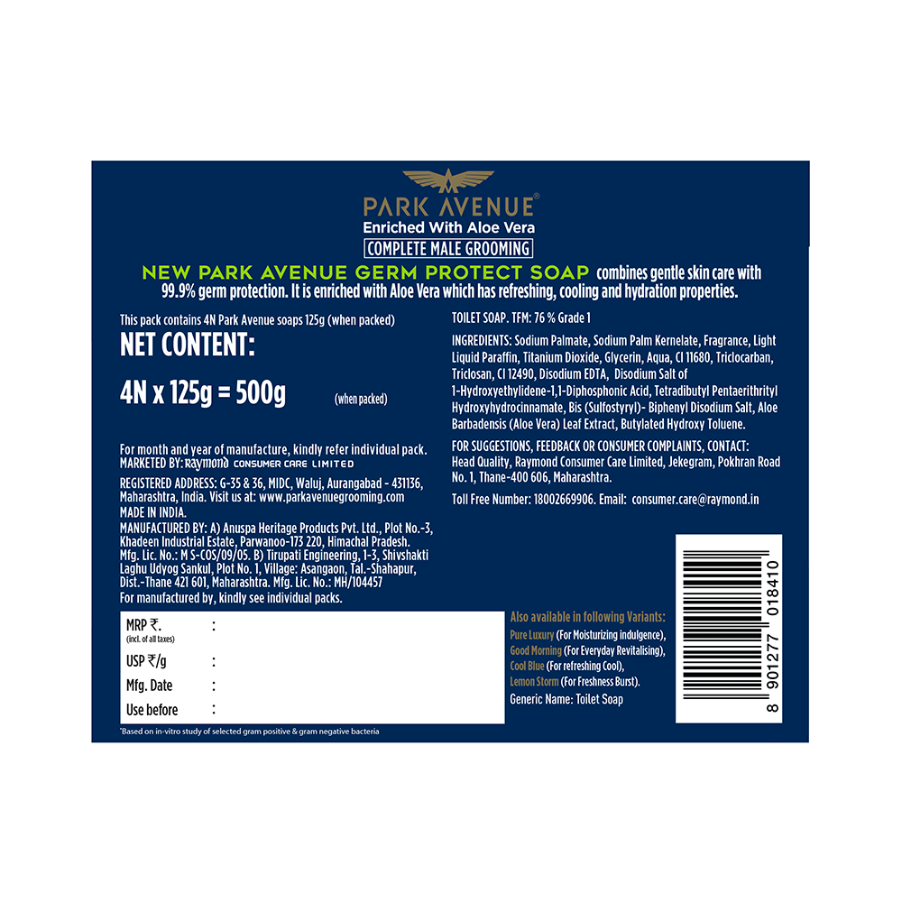 Park Avenue Premium Men's Soap (125gm Each) Germ Protect - Image 2