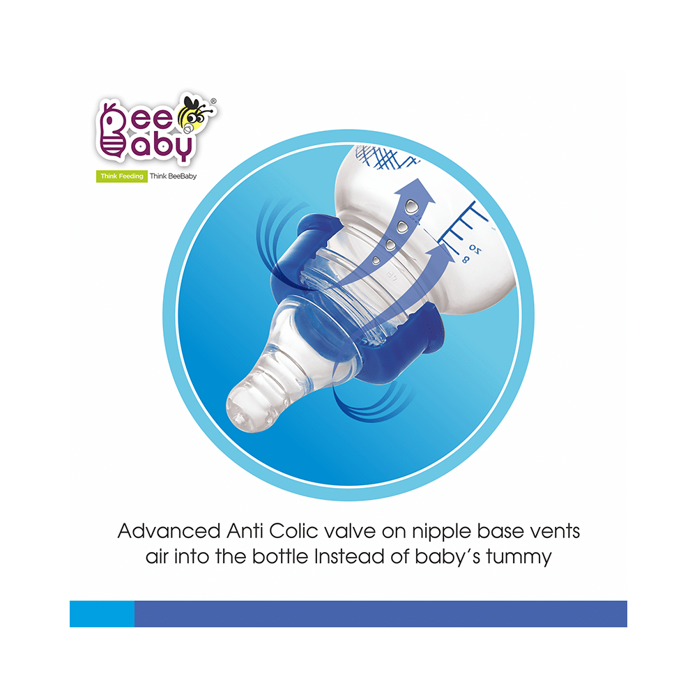 BeeBaby Basic Slim Neck Baby Feeding Bottle with Anti 8 Months+ Blue - Image 5