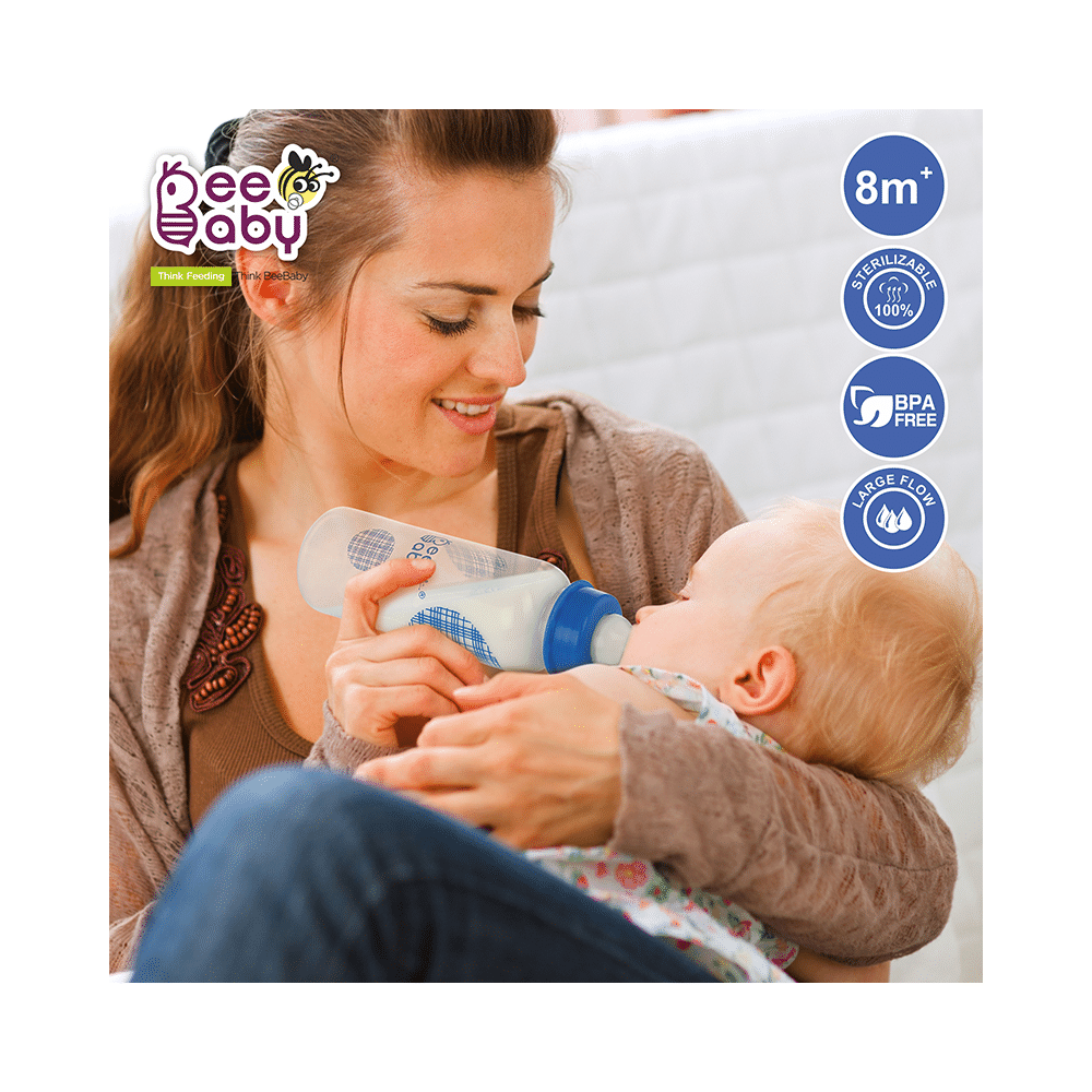 BeeBaby Basic Slim Neck Baby Feeding Bottle with Anti 8 Months+ Blue - Image 4