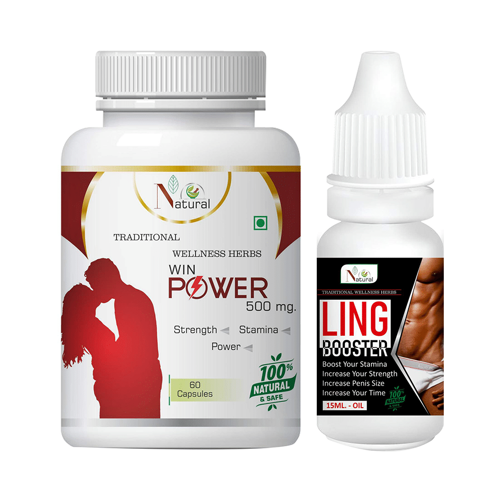 Natural Win Power 500mg, 60 Capsule & Ling Booster Oil 15ml - Image 1