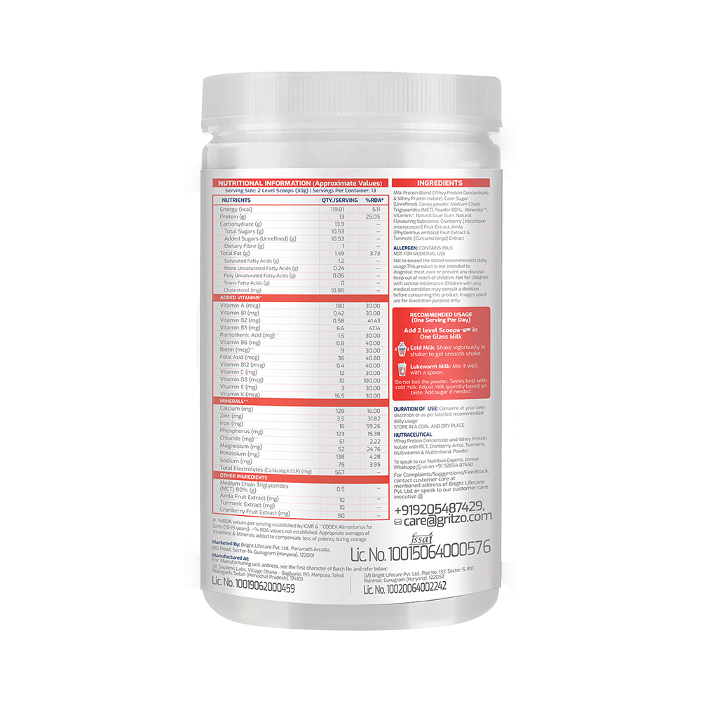 Gritzo SuperMilk Daily Nutrition (13+y Girls) 13+ Yrs Girl Athlete Double Chocolate - Image 3