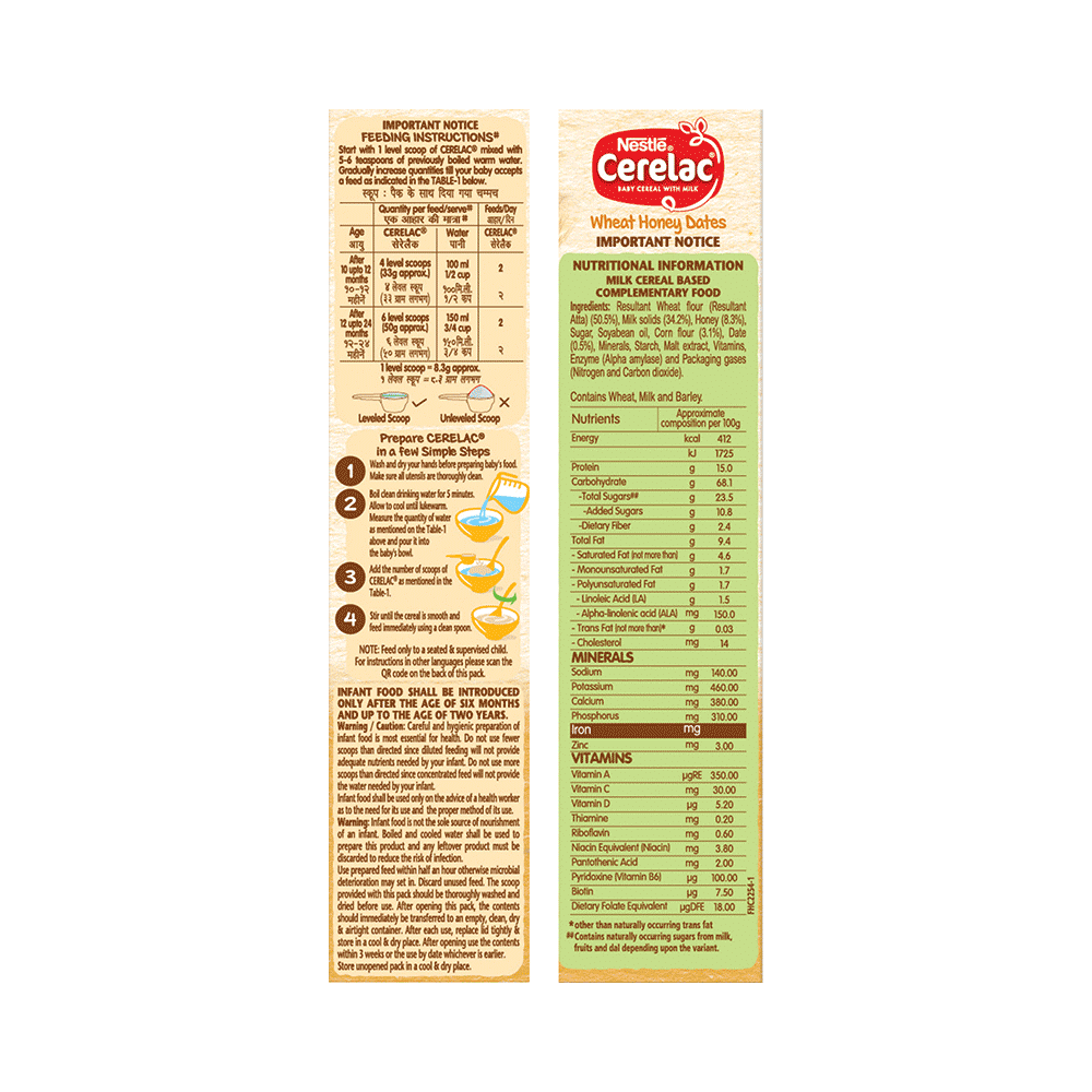 Nestle Cerelac Baby (10 months+) Cereal with Milk, Iron, Vitamins & Minerals | Wheat Honey Dates - Image 4