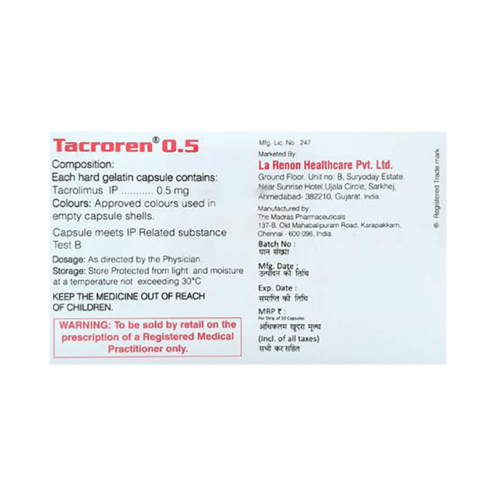 Tacroren 0.5 Capsule - Image 2