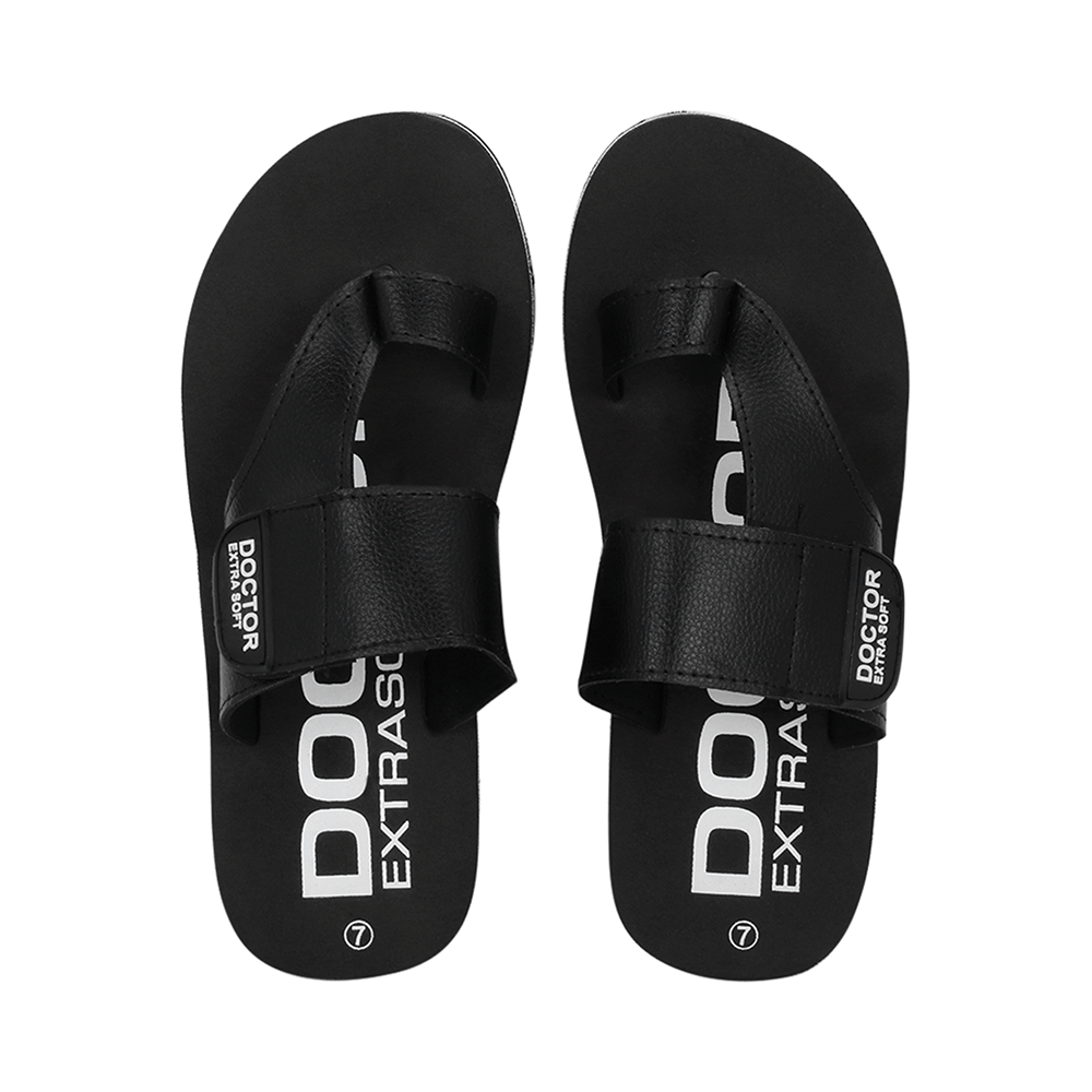 Doctor Extra Soft D26 Care Orthopaedic Diabetic Dr Stylish House Flip-Flop and Thump Ring Slip for Men Black  6 - Image 1