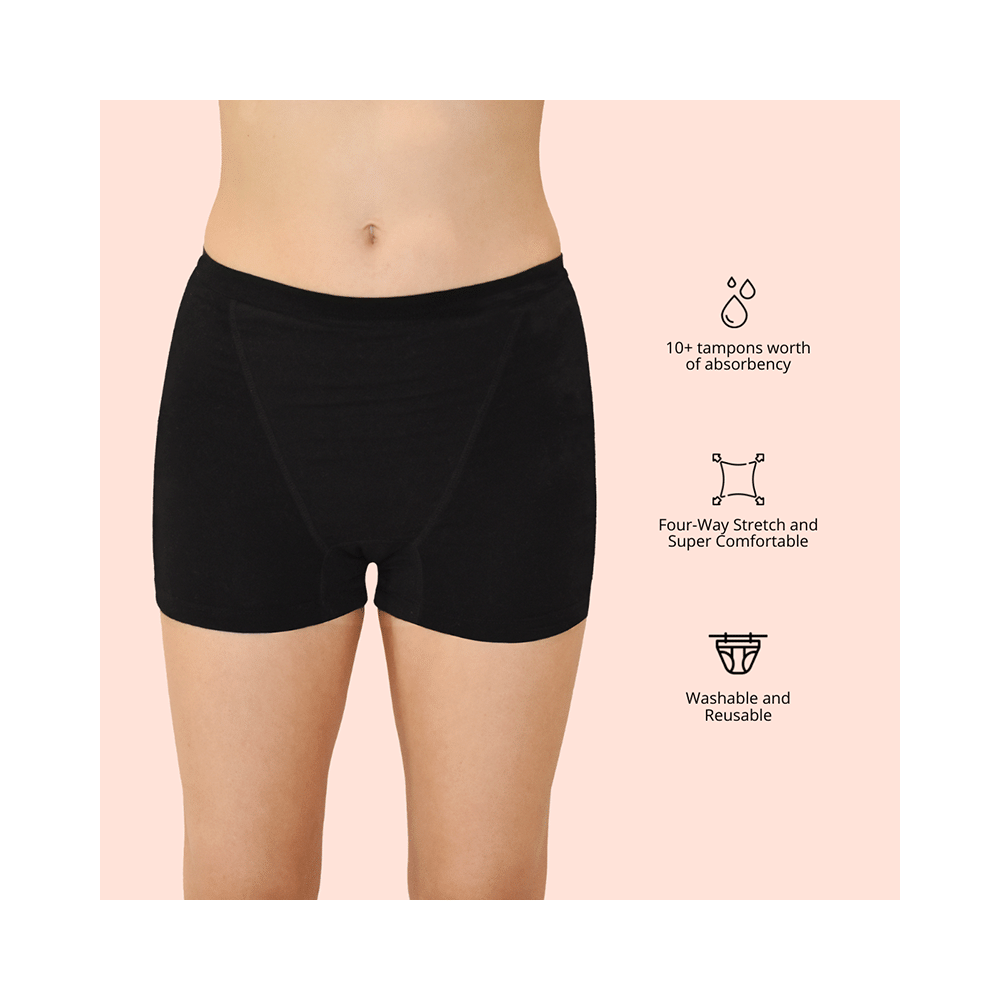 QNIX Boxer Brief Period Underwear Black Small - Image 6