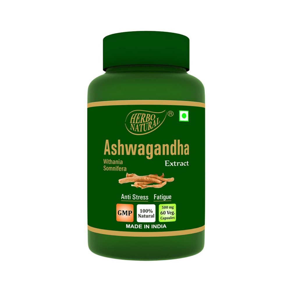 Herbo Natural Ashwagandha (Withania Somnifera) Extract  500mg Veg Capsule - Image 1
