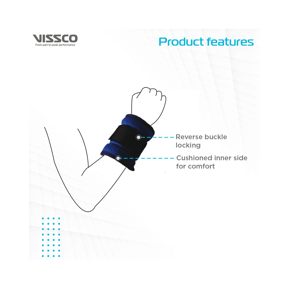 Vissco 1Kg Wrist Weight Cuff Universal Blue - Image 3