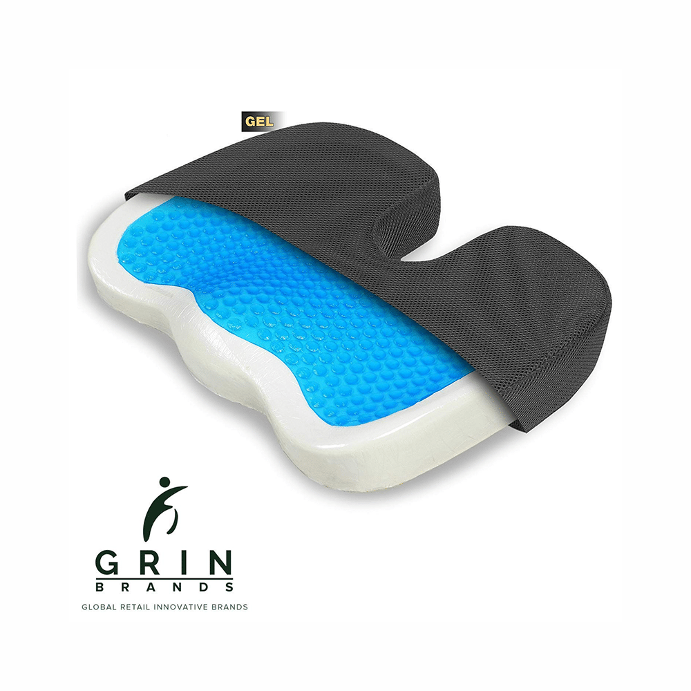 Grin Health Gel Coccyx Seat Cushion with Memory Foam Black - Image 2