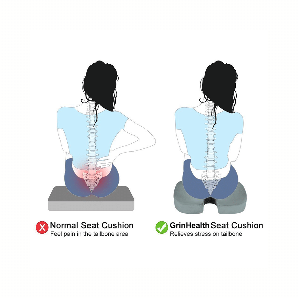 Grin Health Gel Coccyx Seat Cushion with Memory Foam Black - Image 4