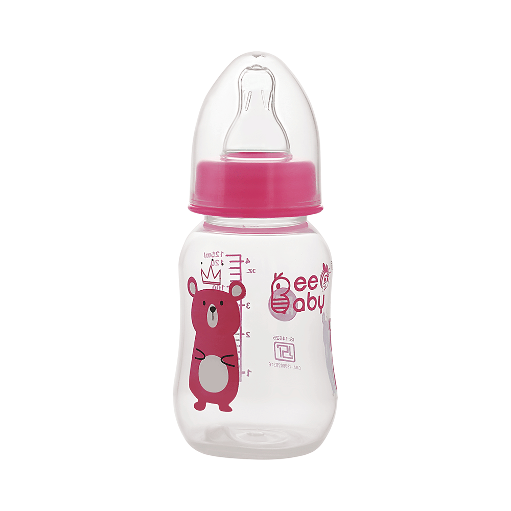 BeeBaby Easy Start Baby Feeding Bottle with 2 Anti-Colic Nipples 4 Months+ Pink