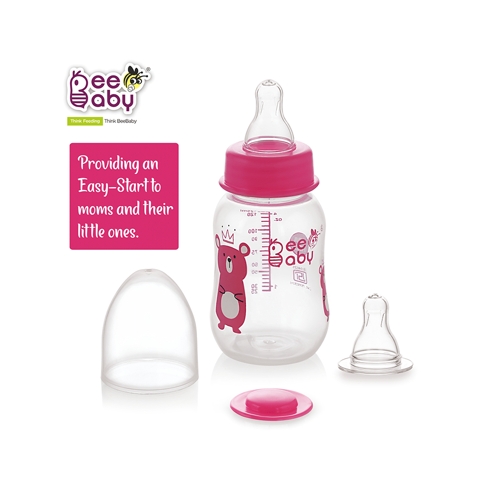 BeeBaby Easy Start Baby Feeding Bottle with 2 Anti-Colic Nipples 4 Months+ Pink - Image 4