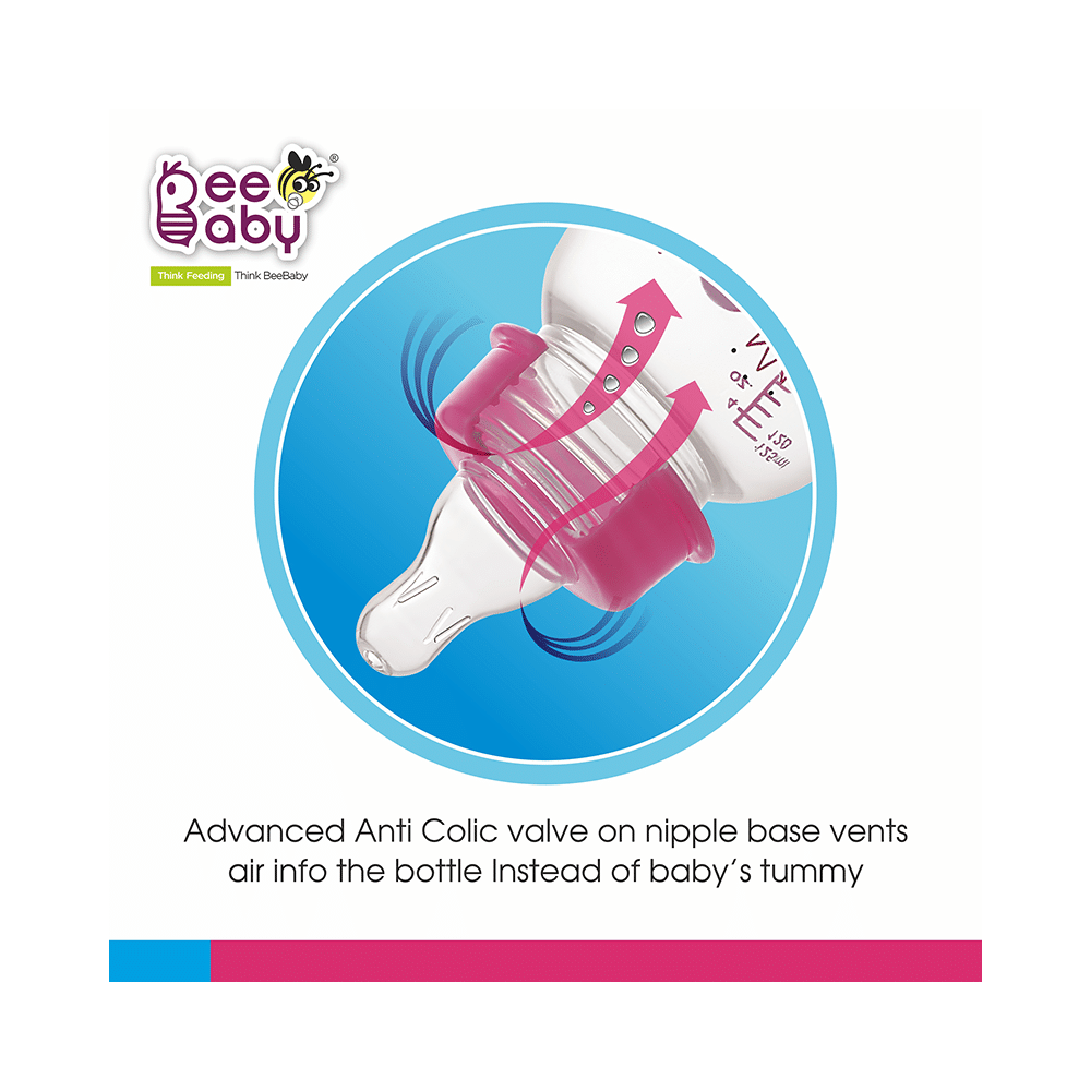 BeeBaby Easy Start Baby Feeding Bottle with 2 Anti-Colic Nipples 4 Months+ Pink - Image 7