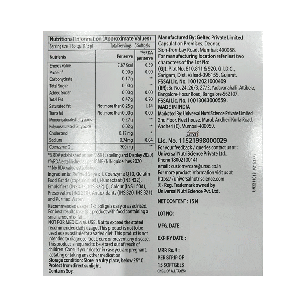 CoQ 300 Coenzyme Q10 Softgel | The Cellular Energizer - Image 2