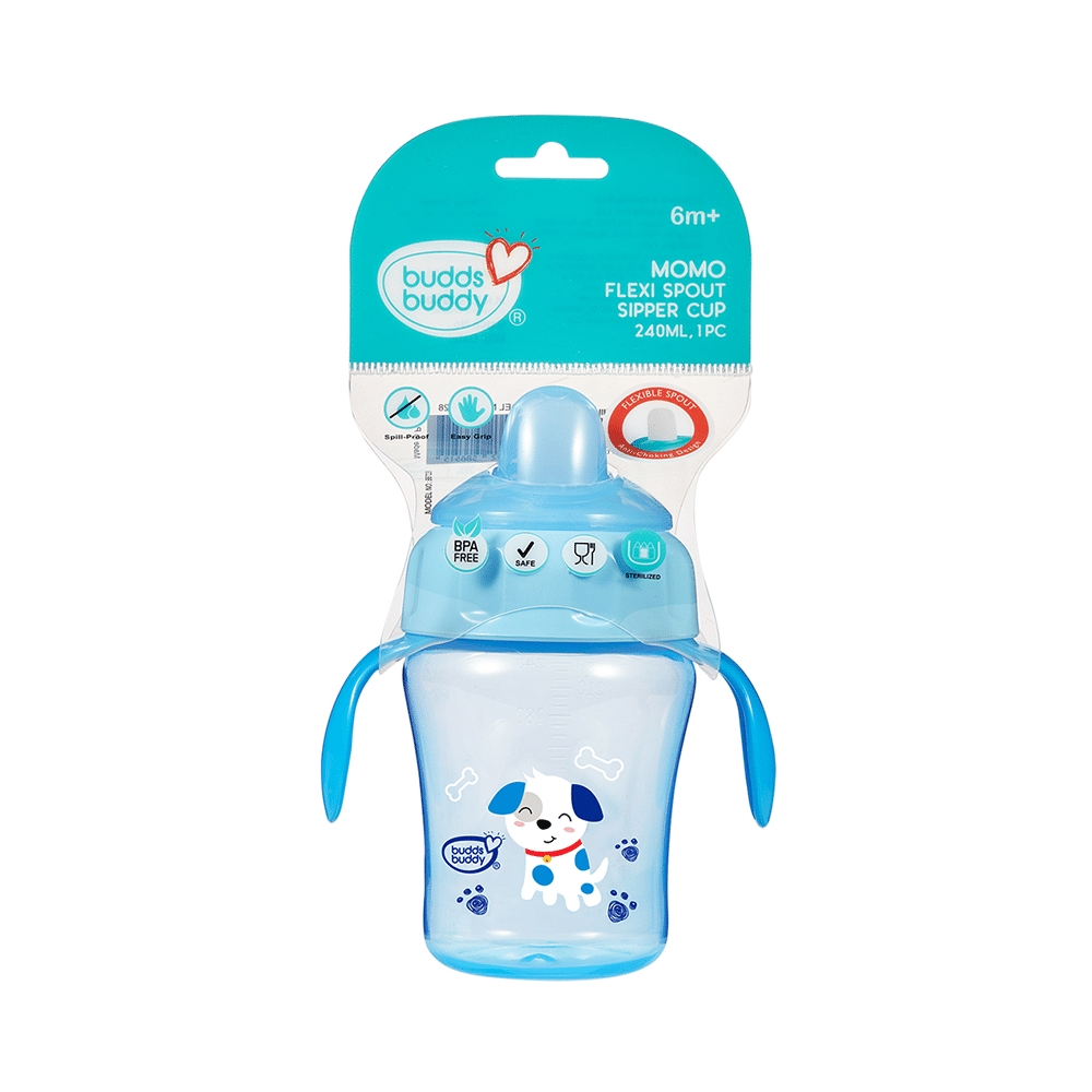Buddsbuddy Momo Flexible Spout Baby Sipper Cup 240ml Blue - Image 3