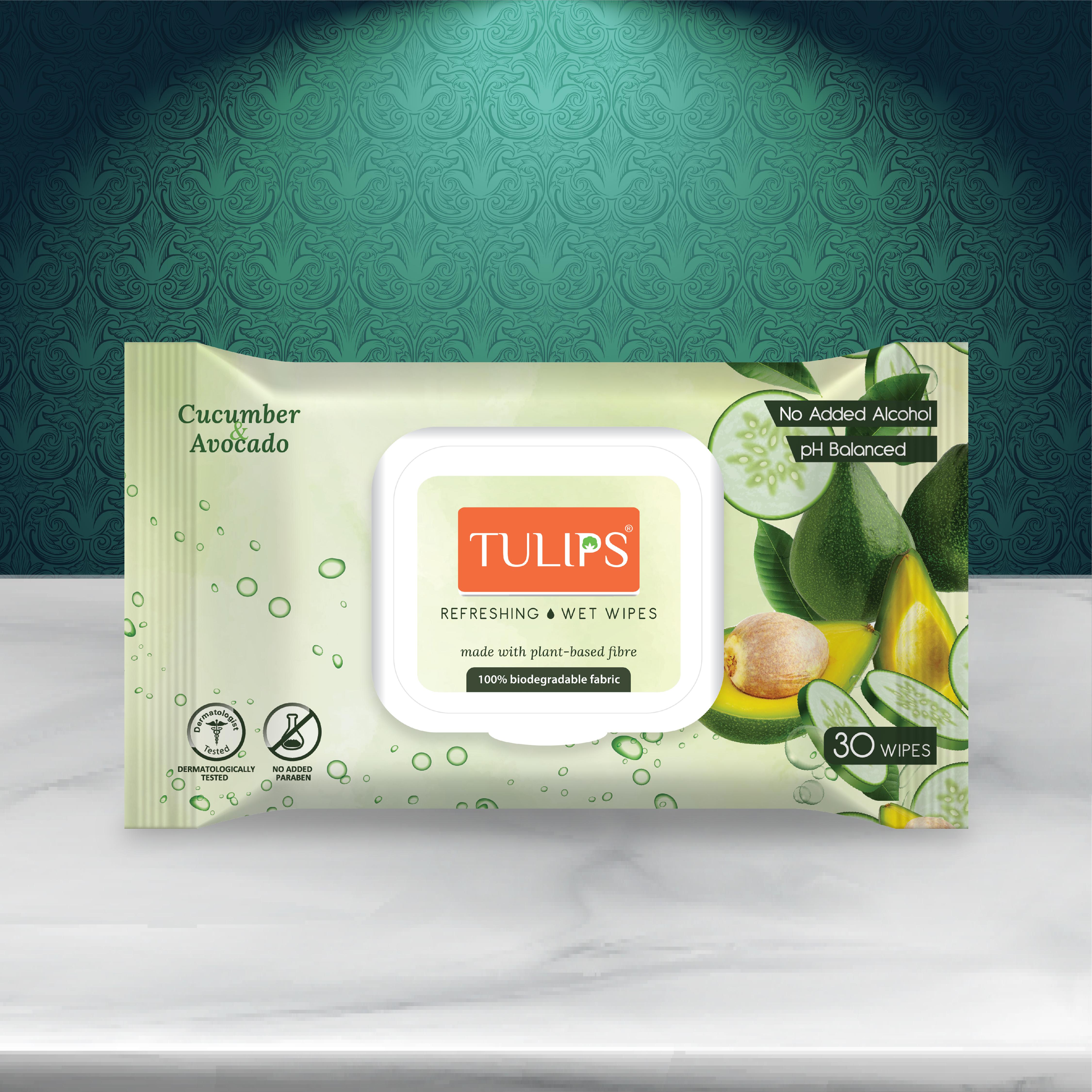 Tulips Refreshing Wet Wipes Cucumber & Avocado  - Image 3