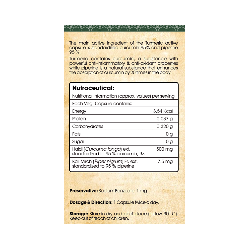 Surya Herbal Turmeric Active with 95% Curcuminoids & 95% Piperine Vegetarian Capsule - Image 3