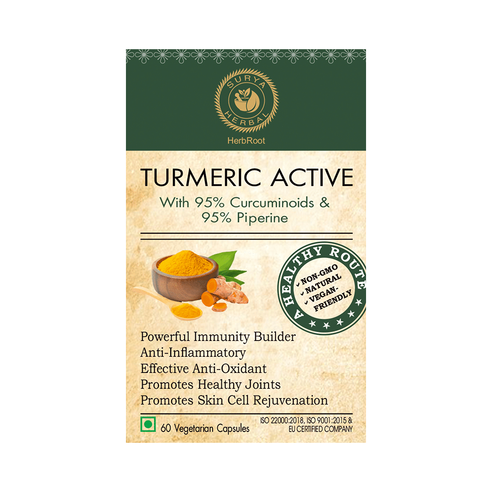 Surya Herbal Turmeric Active with 95% Curcuminoids & 95% Piperine Vegetarian Capsule
