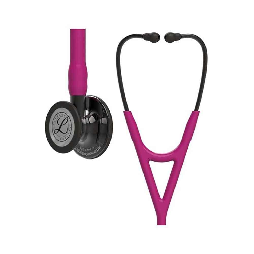 3M Littmann 6178 Cardiology IV Smoke Finish Chestpiece with Raspberry Tubing Stethoscope - Image 2