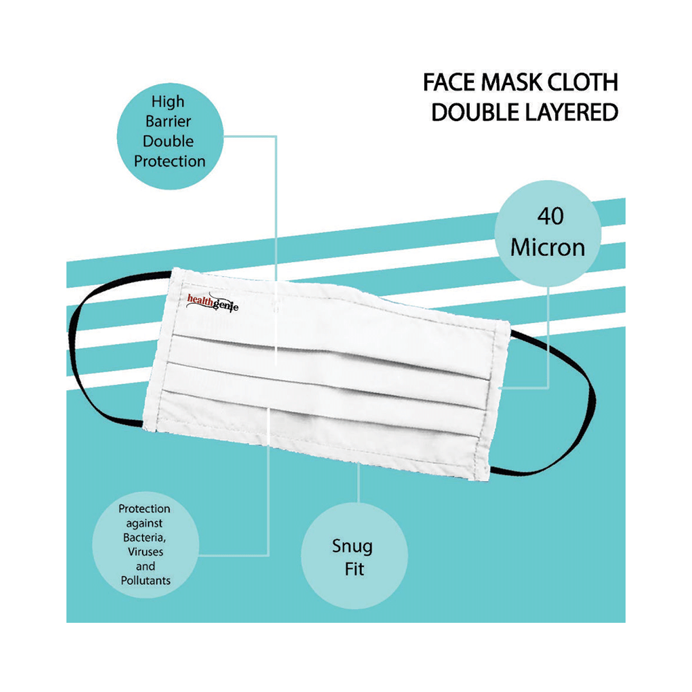 Healthgenie Regular White FM 206 Washable & Reusable Double Layered, Triple Pleated Cloth Face Mask - Image 3