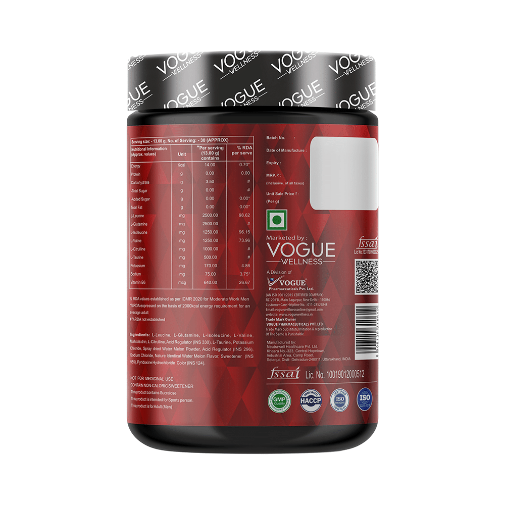 Vogue Wellness BCAA Powder (400gm Each) Watermelon - Image 2