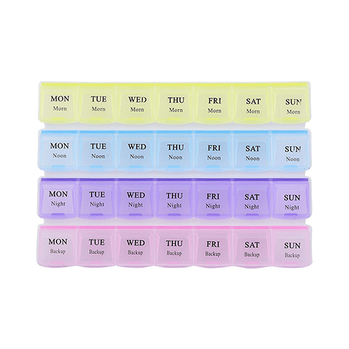 Krivish Premium Quality 4 Weeks 28 Compartments Morning Noon Night Pill Box Multicolor