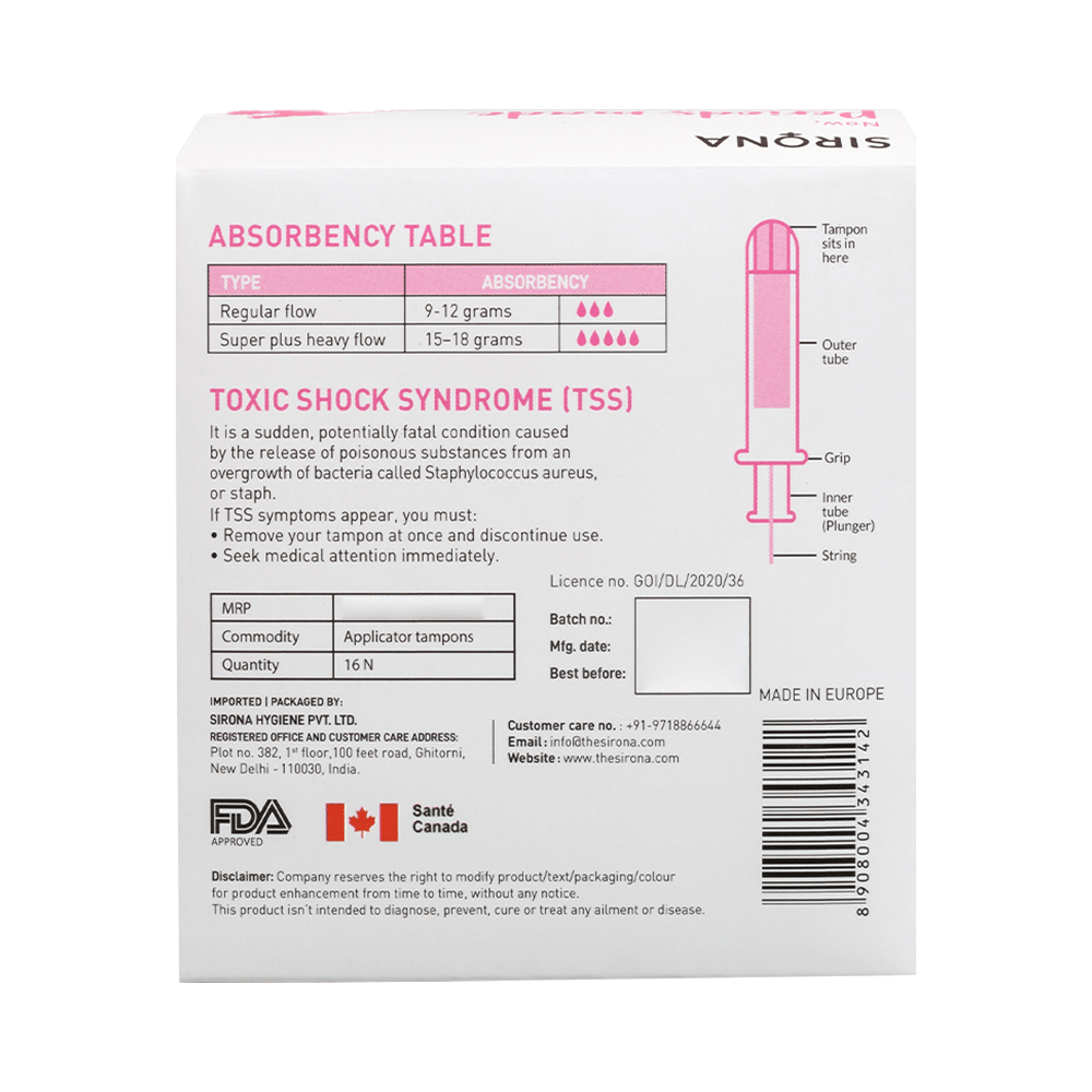 Sirona Premium Applicator Super Plus Heavy Flow Tampons - Image 2