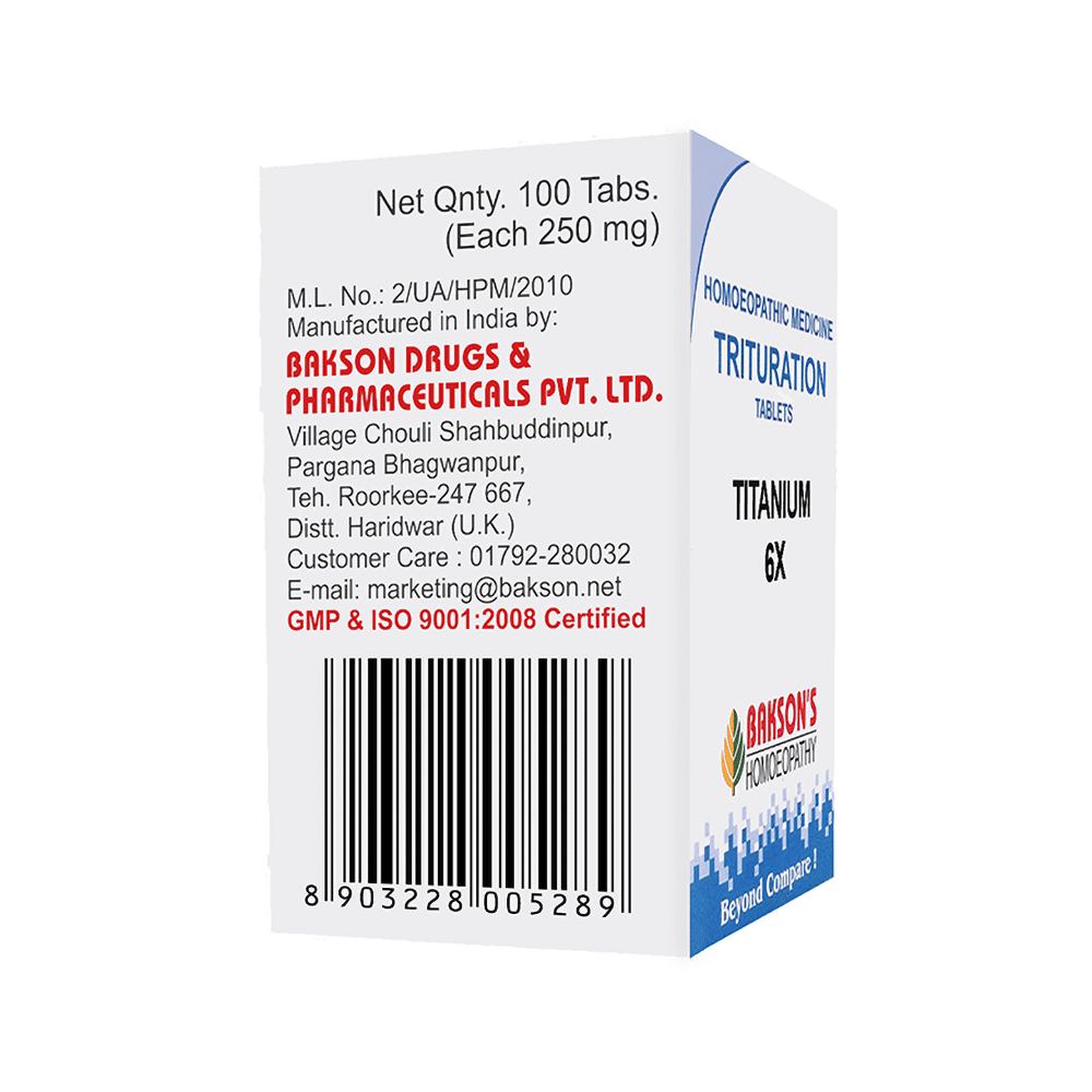 Bakson's Homeopathy Titanium Trituration Tablet 6X - Image 3