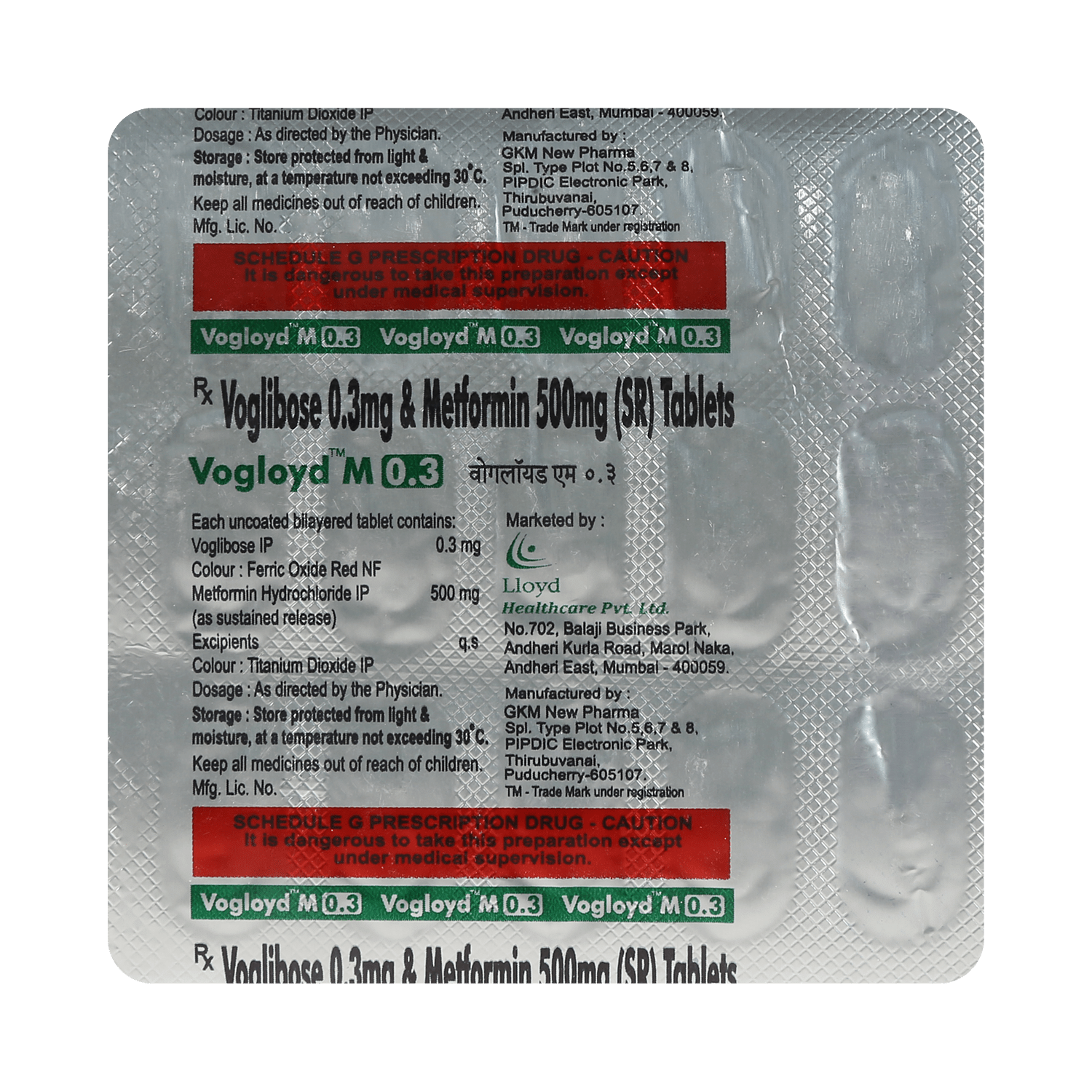 Vogloyd M 500mg/0.3mg Tablet - Image 3