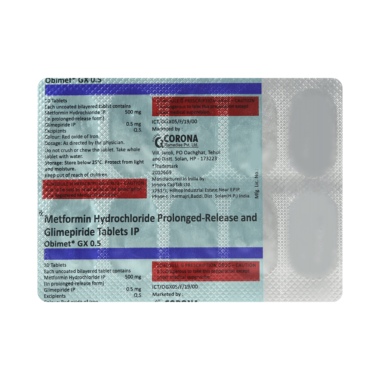 Obimet GX 0.5mg/500mg Tablet PR - Image 3