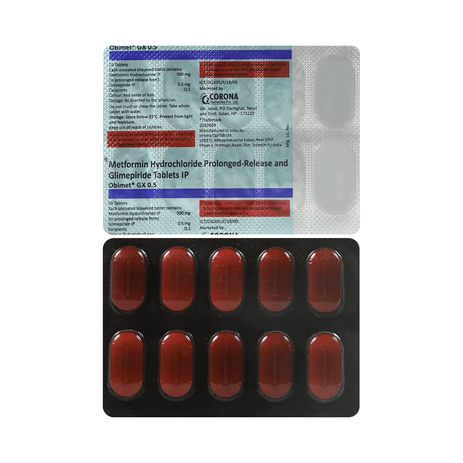 Obimet GX 0.5mg/500mg Tablet PR