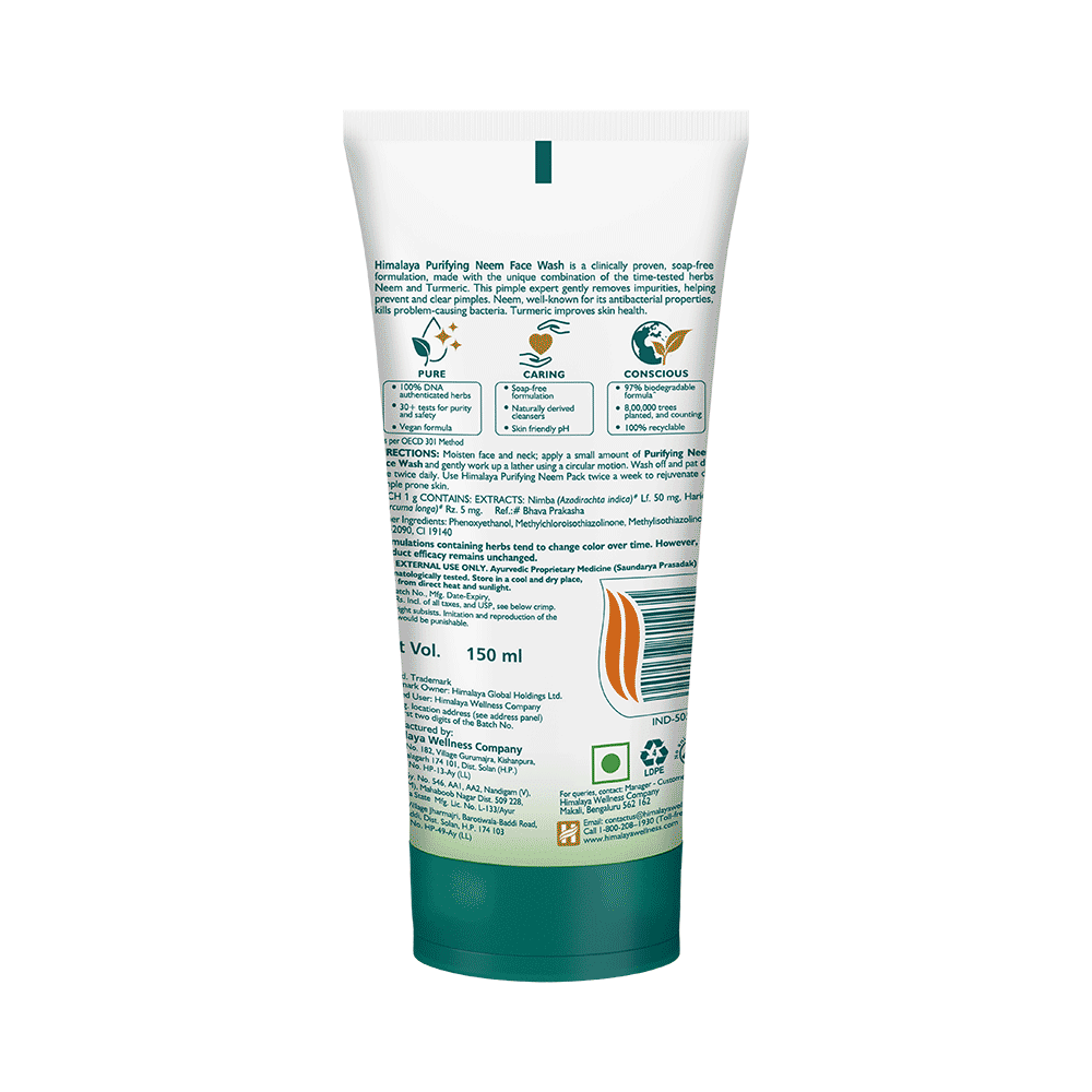 Himalaya Herbals Purifying Neem Face Wash | For Acne & Pimple Relief | Paraben and Soap Free Face Care Product - Image 2